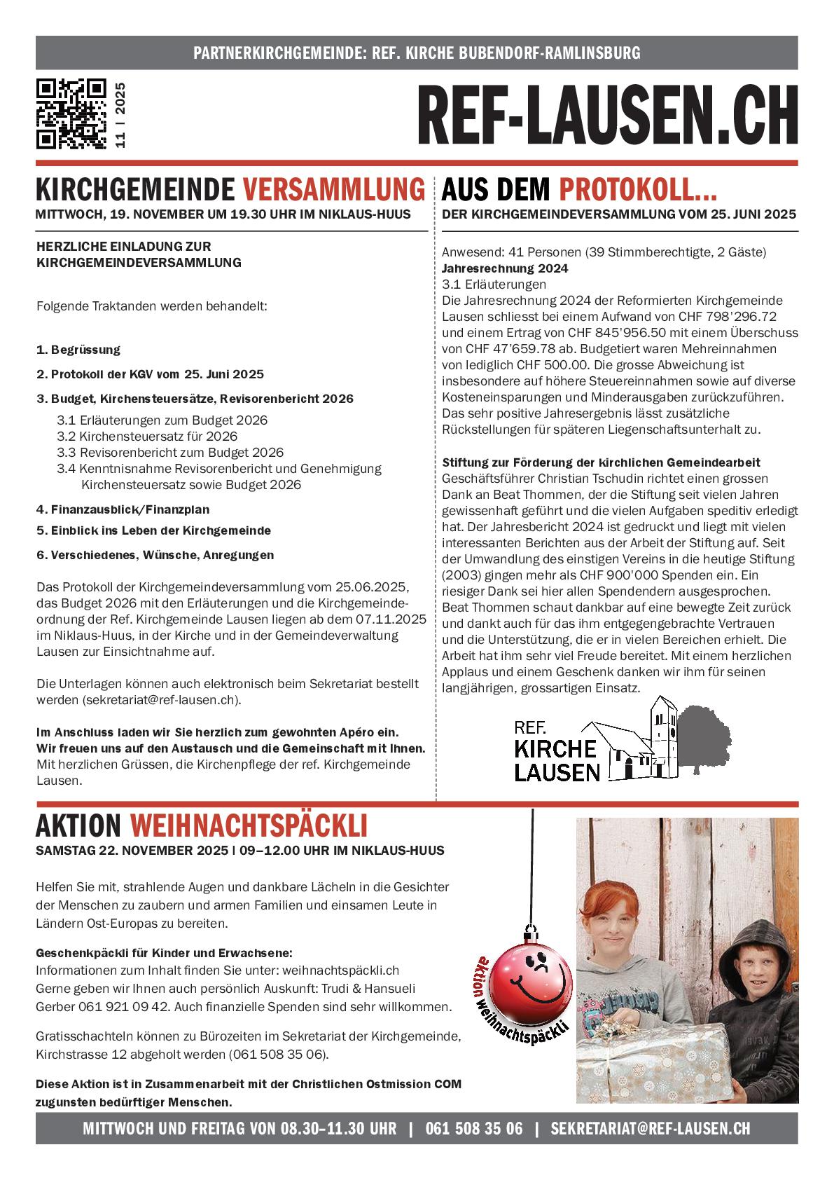 News » KIRCHE AKTUELL | Monat November 2025