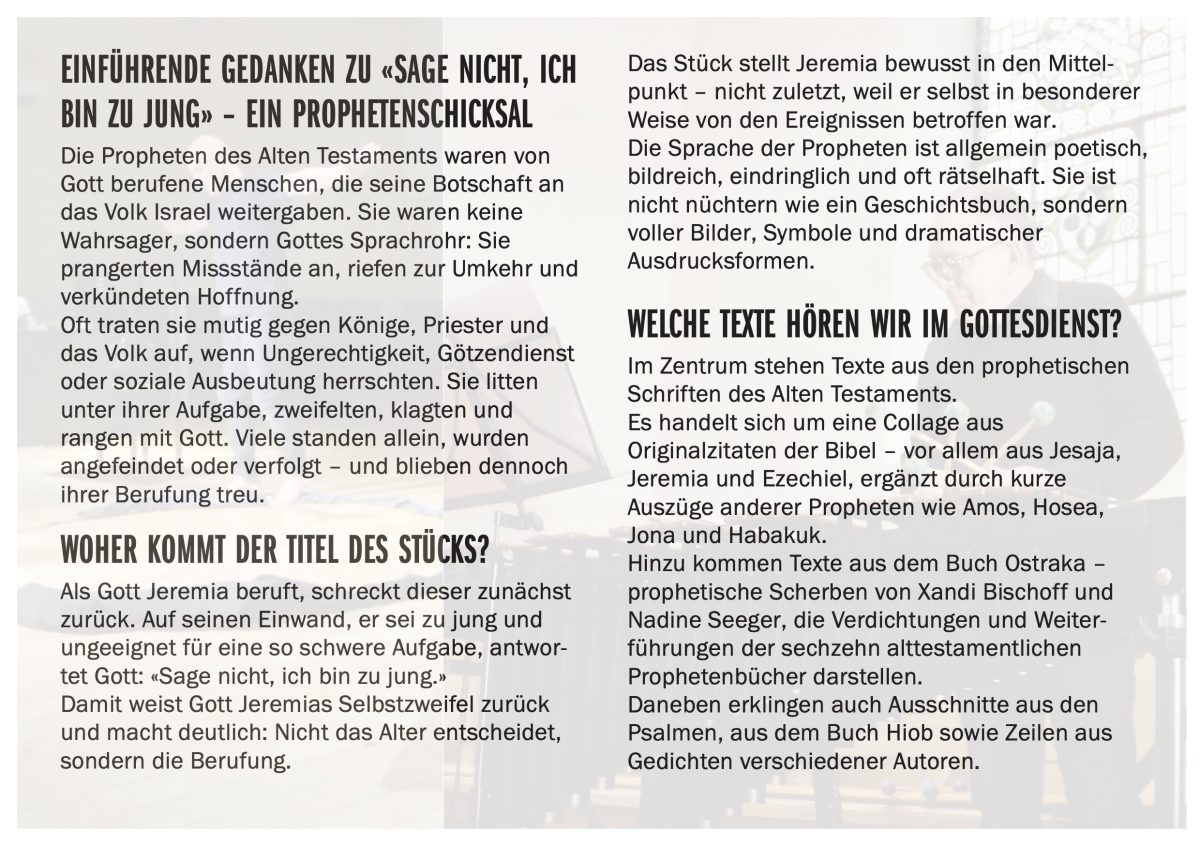 Event, Lager & Seminare » GOTTESDIENST  THEATER in der Kirche Lausen, gemeinsam mit Bubendorf-Ramlinsburg