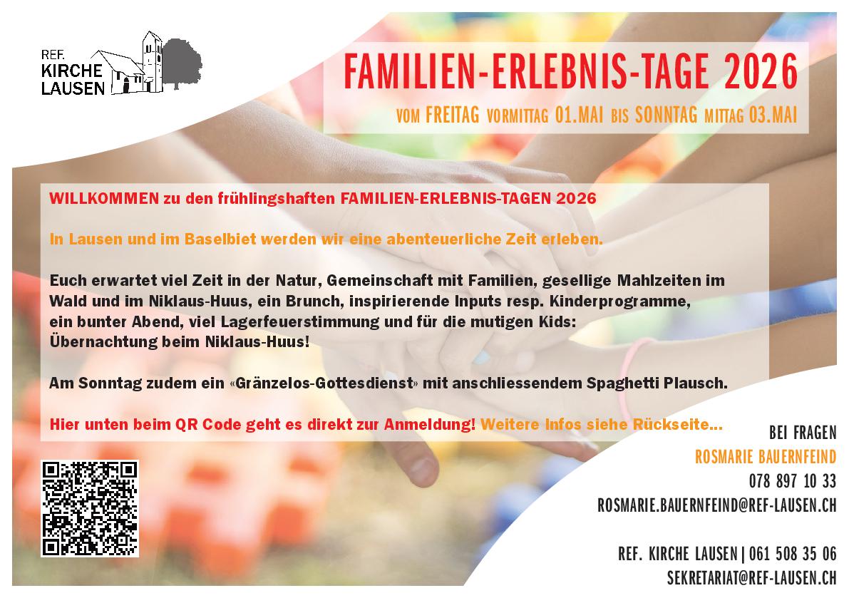 News » Anmeldung fürs Familien Wochenende vom 1.-3. Mai 2026