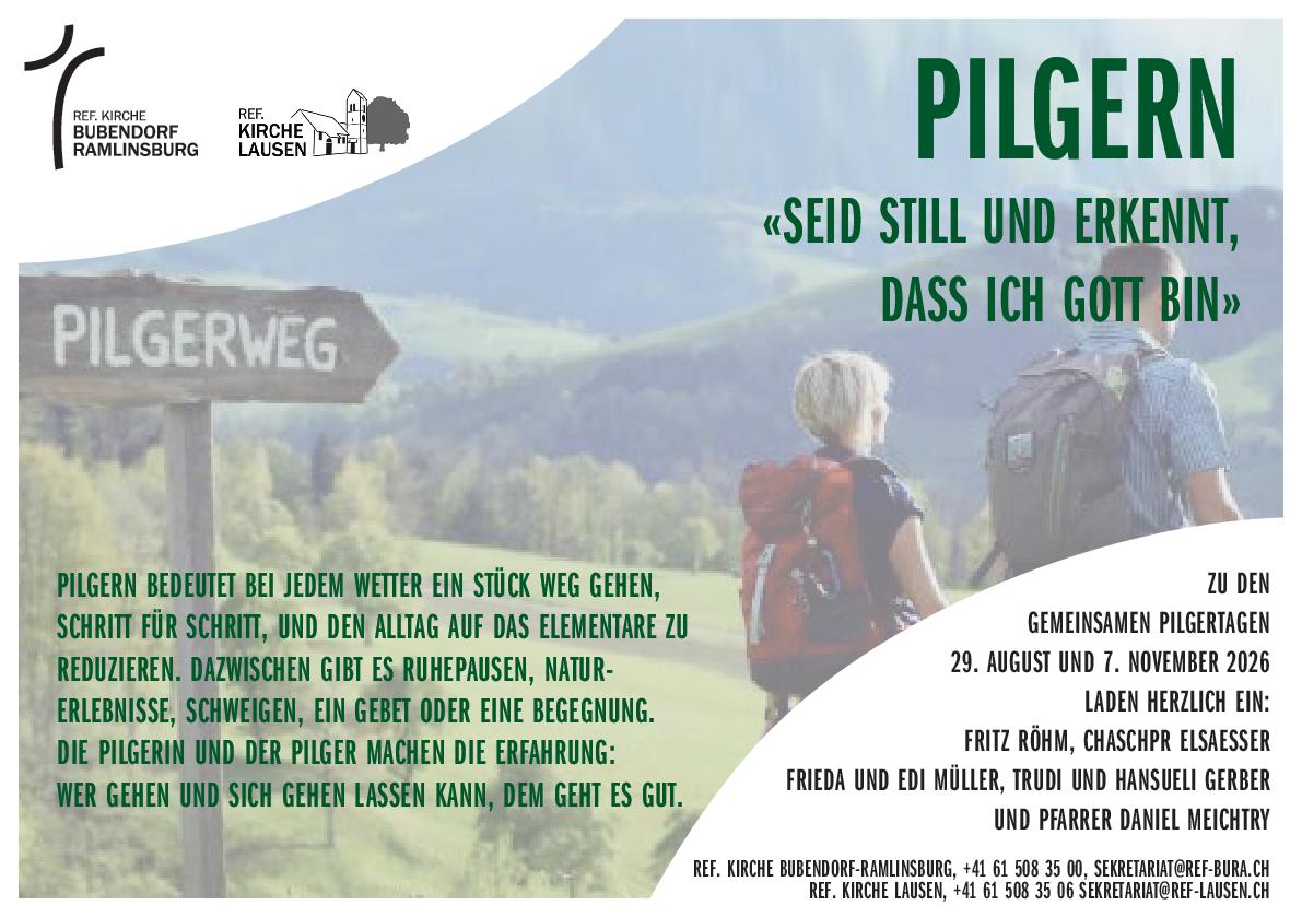 Event, Lager & Seminare » 2026-08-29-Pilgern «Seid still und erkennt, dass ICH Gott bin.»